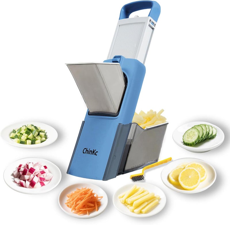 ChinKc Upgrade Safe Mandoline Slicer for Kitchen,Adjustable Vegetable Food Chopper Onion Potato Fries Cutter, Veggie Salad Julienne + Dicer, with Draining basket, Kitchen Chopping Artifact, Gift - Image 1